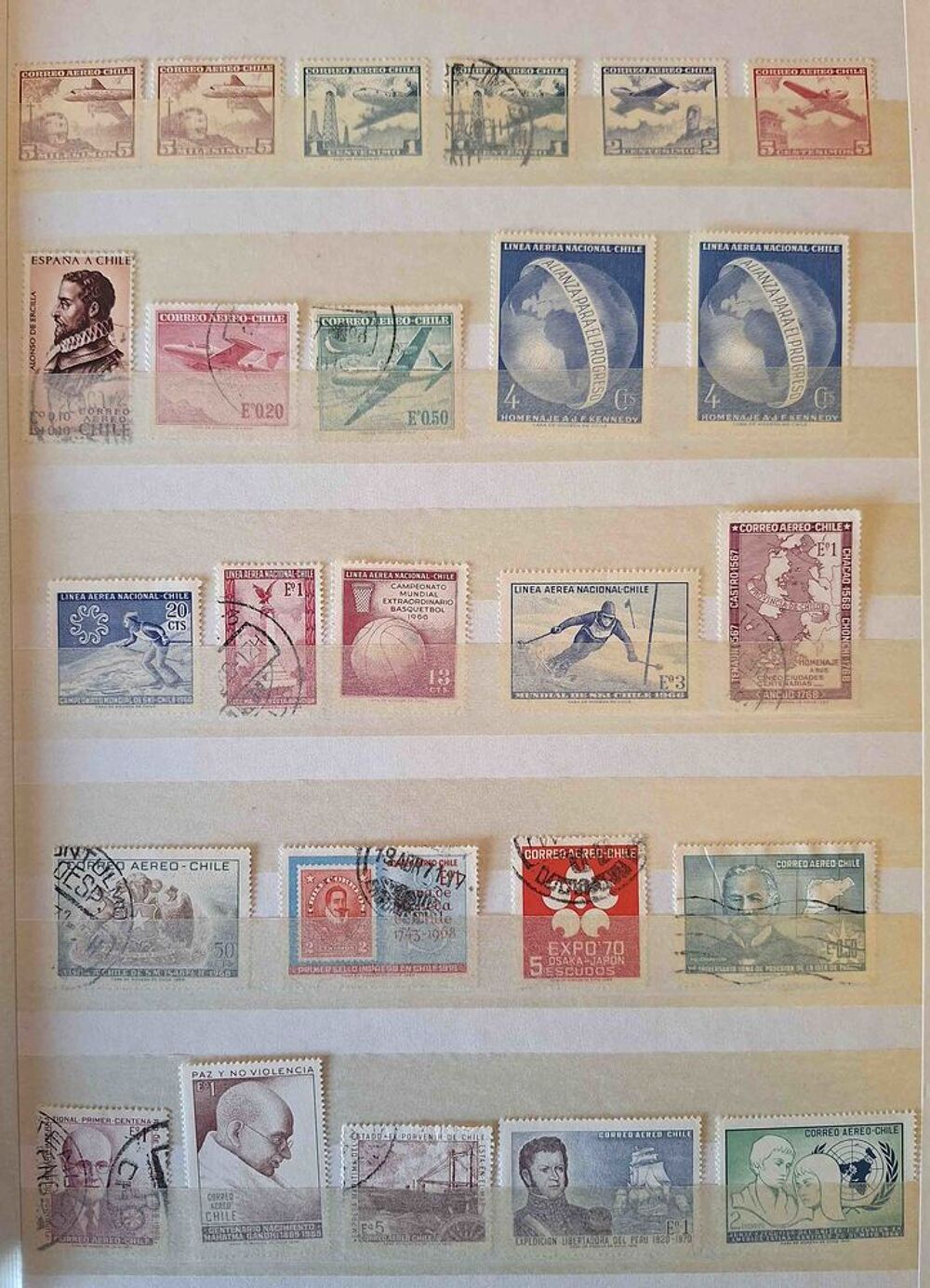S&eacute;rie de timbres de collection du Chili 