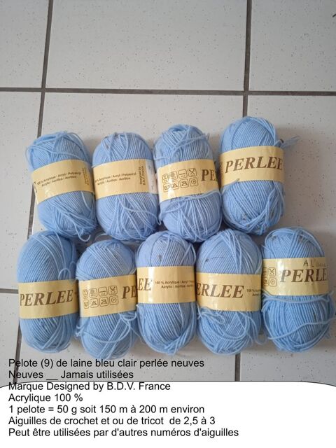 Pelote de laine bleu clair perl�e neuve 13 Lourdes (65)