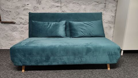 Canap clic-clac 2 places en velours bleu ptrole 150 Sartrouville (78)