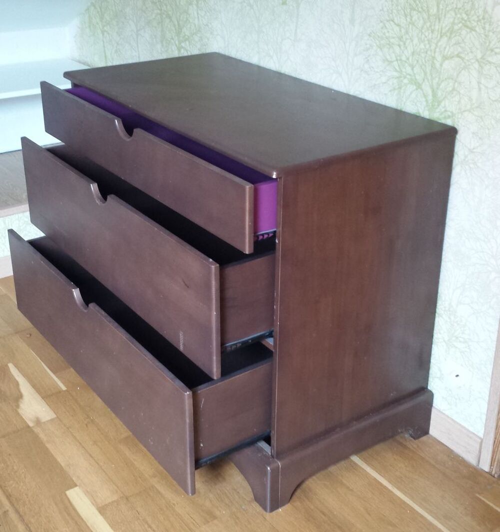 Commode Alin&eacute;a 3 tiroirs brun/noir Meubles