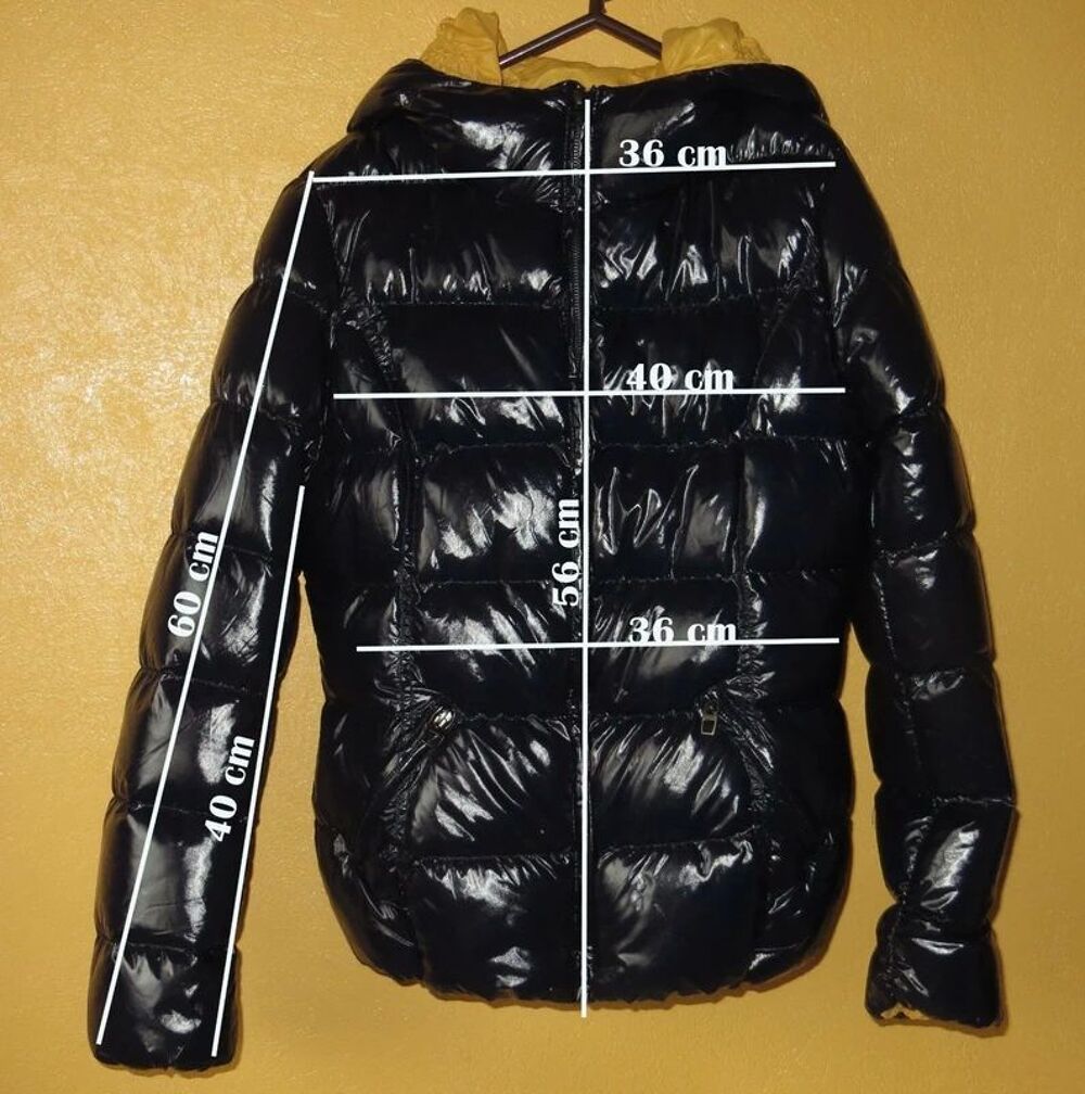 Doudoune brillante bleue fonc&eacute;e d&eacute;perlante - Femme Ado Vêtements