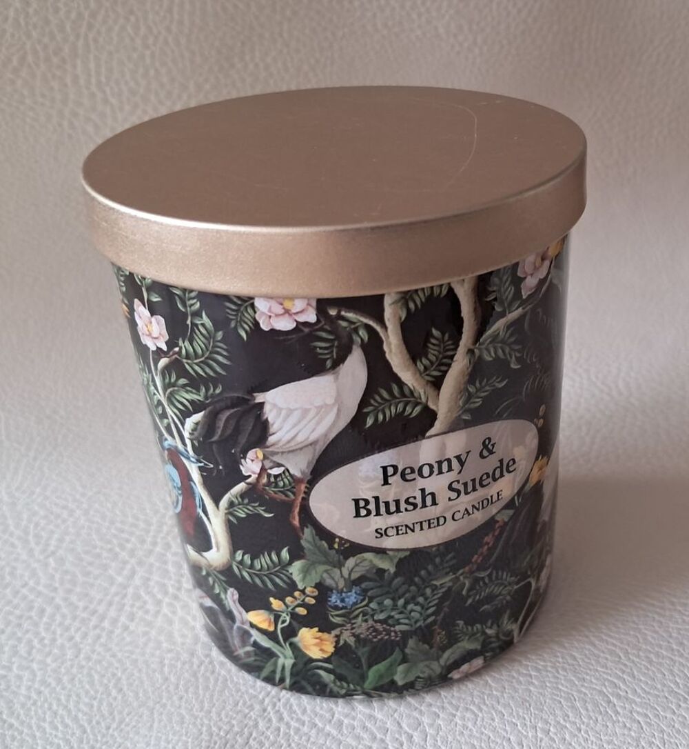 Pot cache bougie avec d&eacute;cor de for&ecirc;t et d'oiseaux tropicaux Décoration