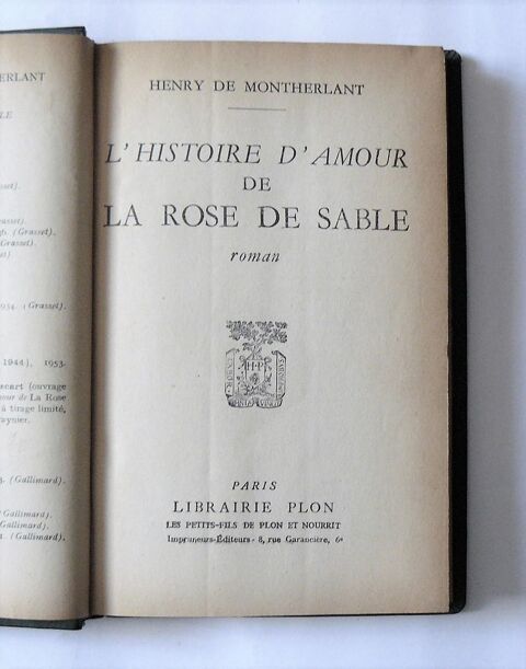 Montherlant - L'histoire d'amour de la rose des sables 1954 15 Argenteuil (95)