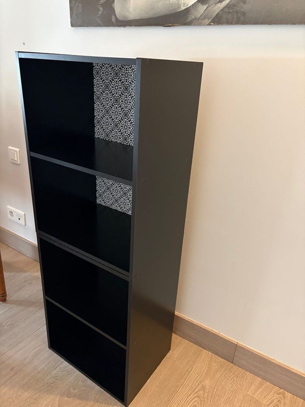 &Eacute;tag&egrave;res d&eacute;tachables 4 rang&eacute;es ou chevets duo couleur noire Meubles