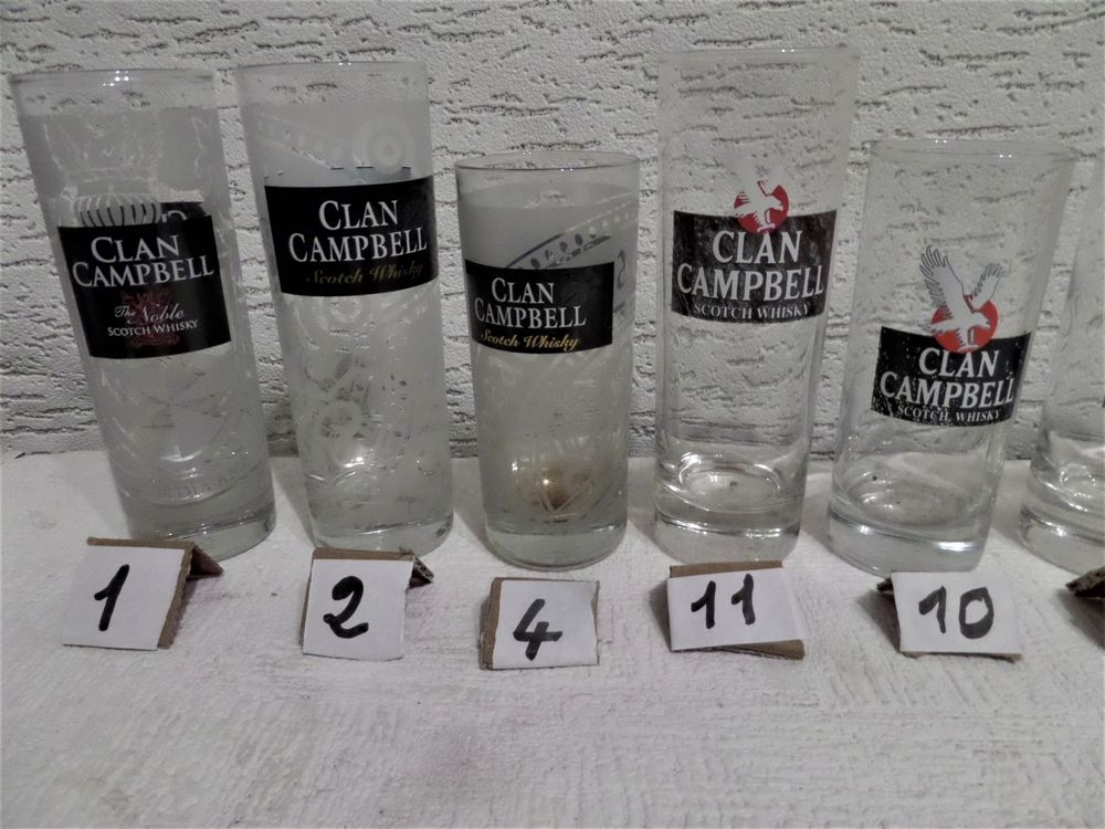 diff&eacute;rents models de verres a whisky CLAN CAMPBELL Cuisine