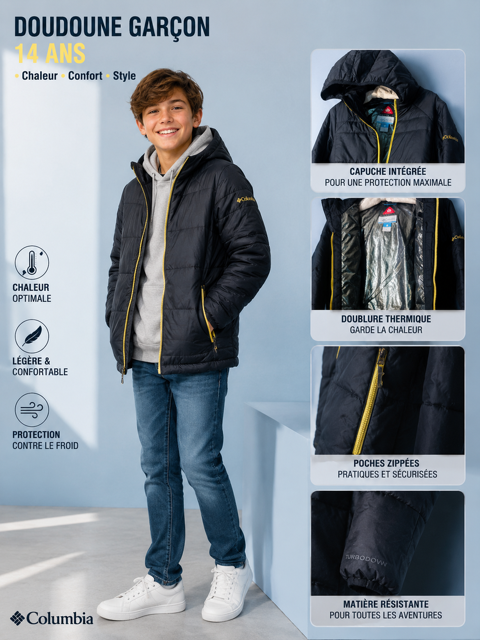 Doudoune garçon L 14 ans Columbia noir technique sport ski T 30 Brienne-le-Château (10)