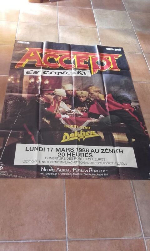 Accept / Dokken : Affiche Originale Concert Paris 1986 170 Angers (49)