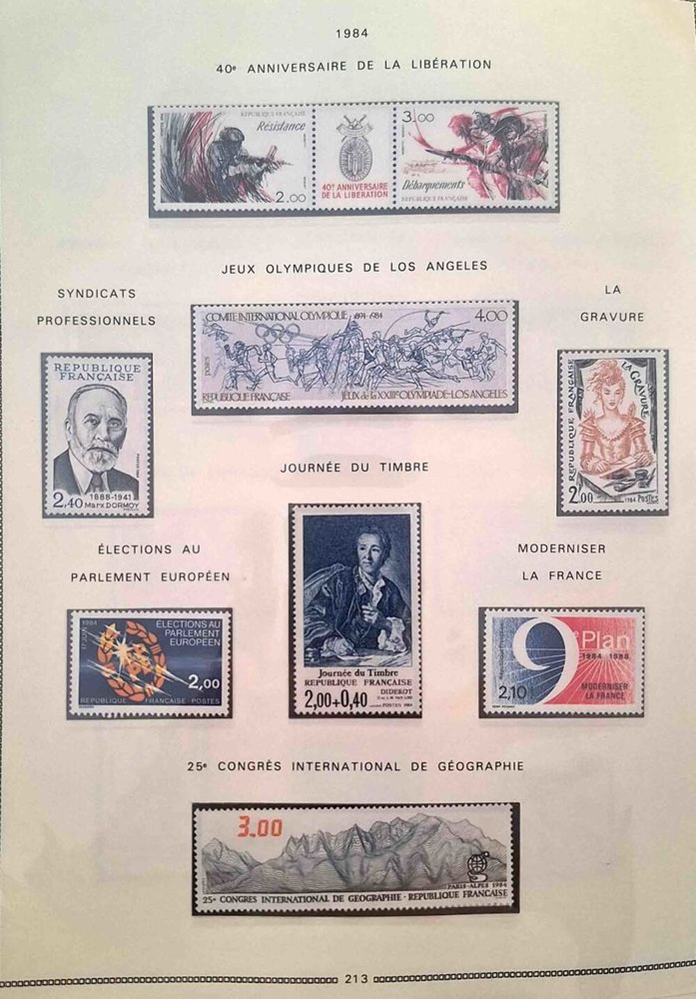 S&eacute;rie de timbres de collection de France F5 