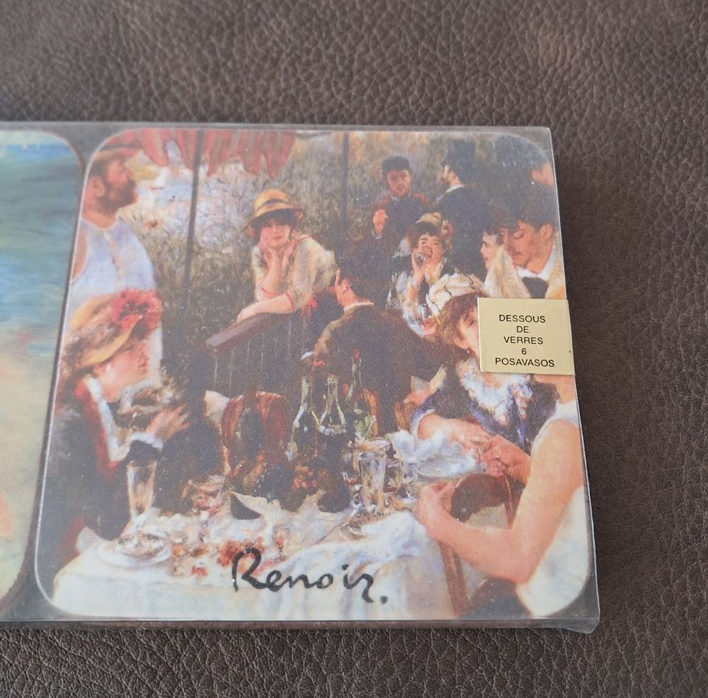 lot de 6 dessous de verre en li&egrave;ge illustr&eacute; par Renoir Cuisine