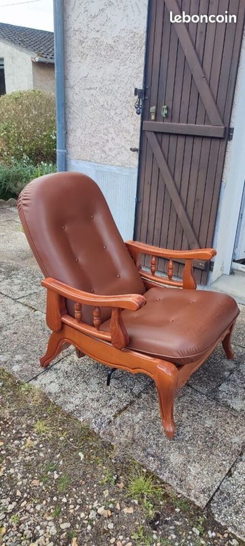 Fauteuil à bascule en cuir ? Vintage 60 Varreddes (77)