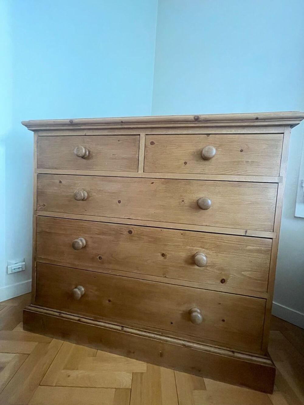 Commode de style anglais en pin massif, 5 tiroirs, profonde Meubles