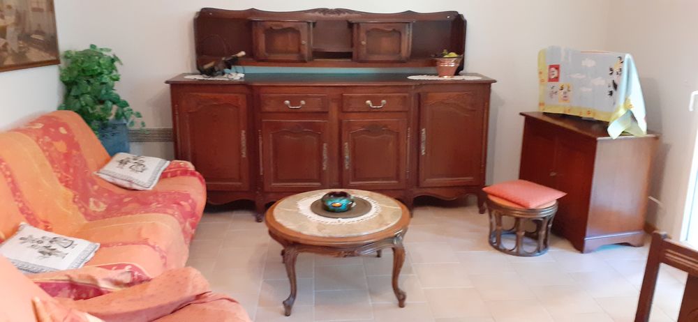 Table basse ronde ch&ecirc;ne marbre rose Meubles