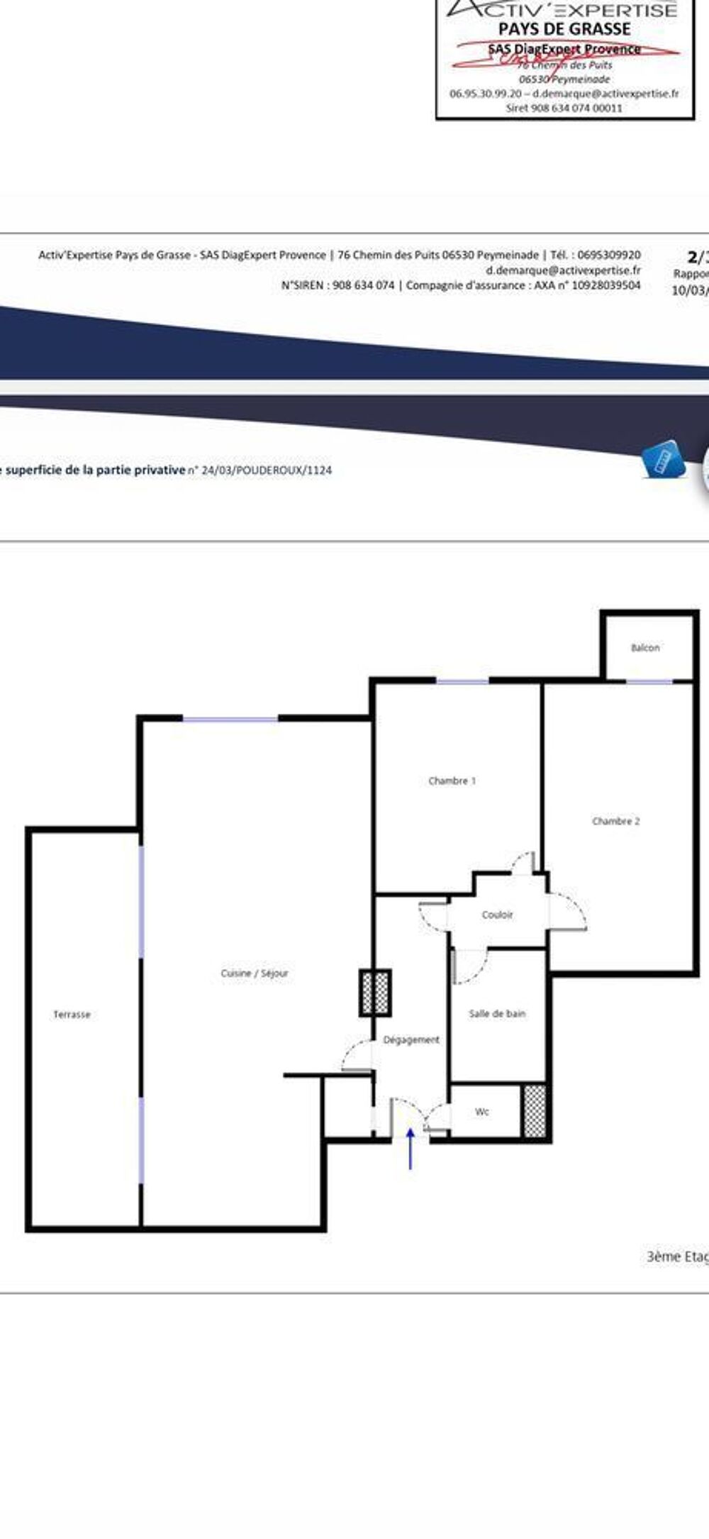 Vente Appartement APPARTEMENT 3 PIàˆCES - 63,2 m² - GRASSE, ROUTE DE LA MARIGARDE  Terrasse plein ouest, deux parkings en sous-sol, résidence avec piscine et ascenseur. Grasse