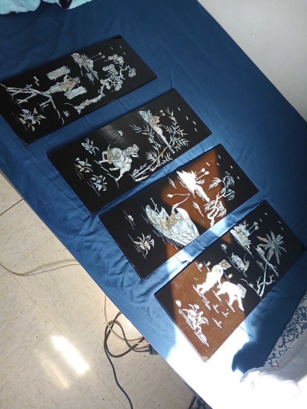 4 panneau d&eacute;coration asiatique tr&egrave;s bon &eacute;tat 