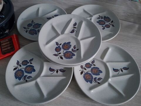 6 magnifiques ASSIETTES A FONDUE VINTAGE -Fa�ence SOLOGNE ST 0 Saint-Yrieix-sur-Charente (16)