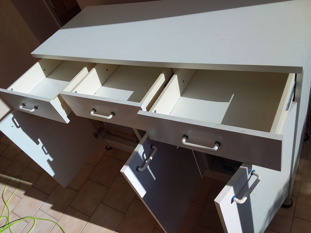 MEUBLE BAS DE CUISINE bois m&eacute;lamin&eacute; BLANC Meubles