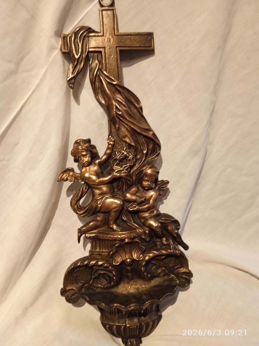 Tr&egrave;s BEAU ET GRAND B&eacute;nitier EN BRONZE ANCIEN &eacute;poque XIXe 