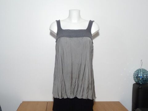 Top/ Tee Shirt Gris Bi Matière Encolure Carré- Atika 80 Paris 15 (75)