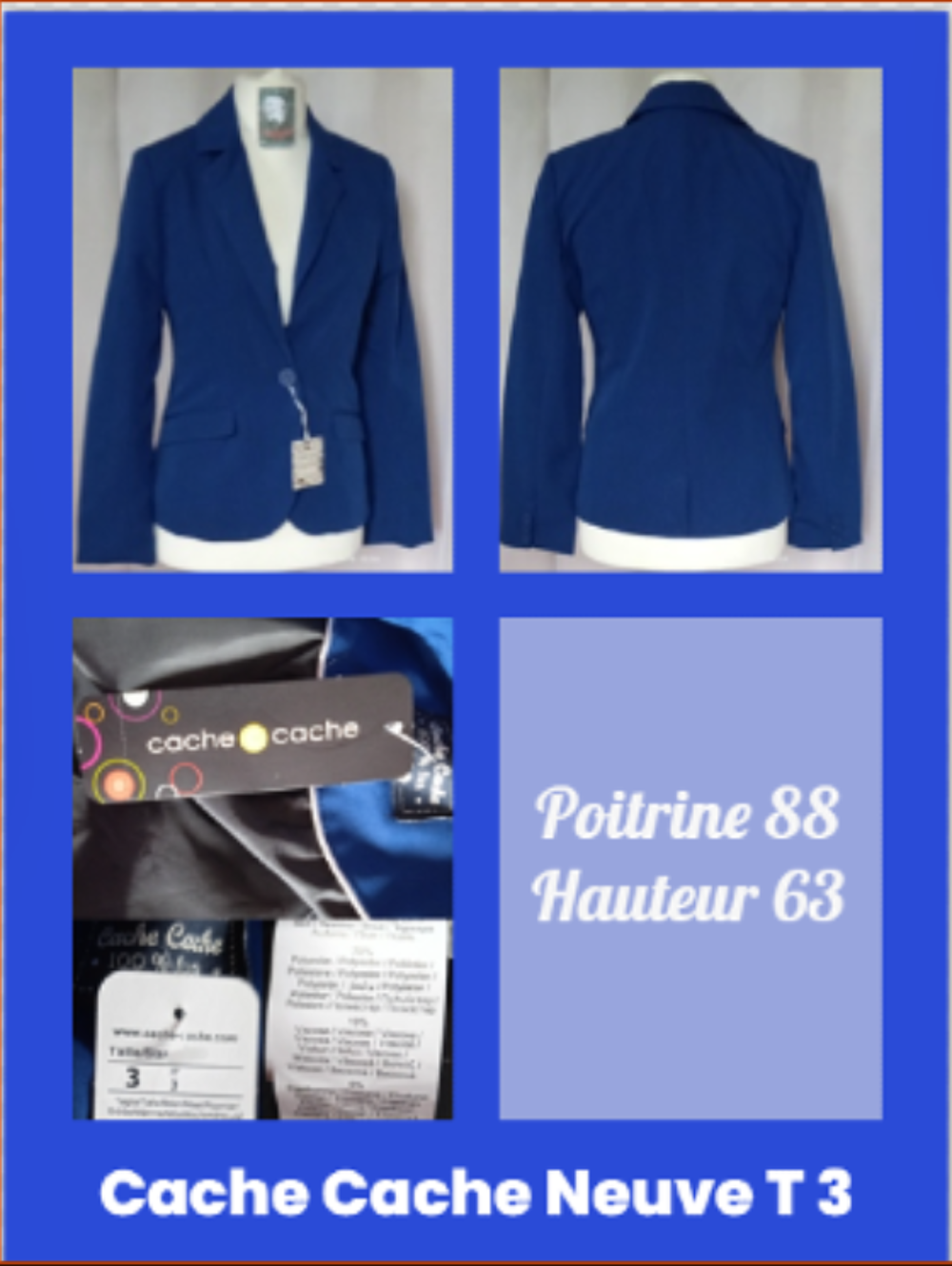 Blazer neuf Cache cache T3 Vtements