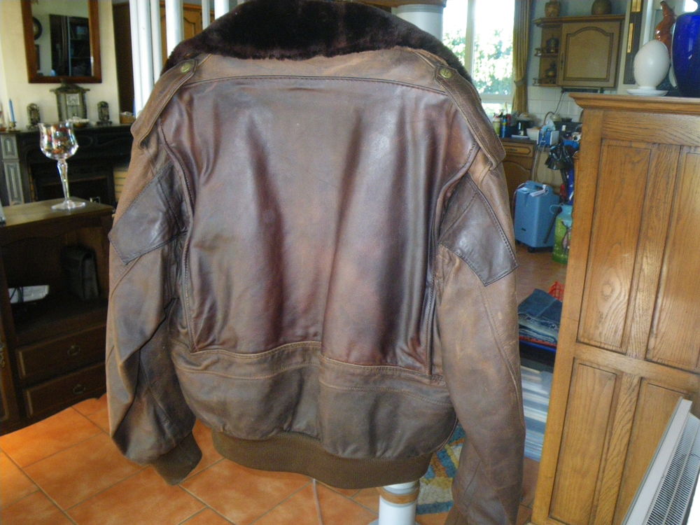 Blouson Am&eacute;ricain en Cuir Marron Vêtements