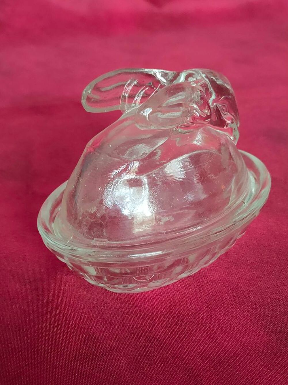 Ancienne verrine lapin en verre Décoration