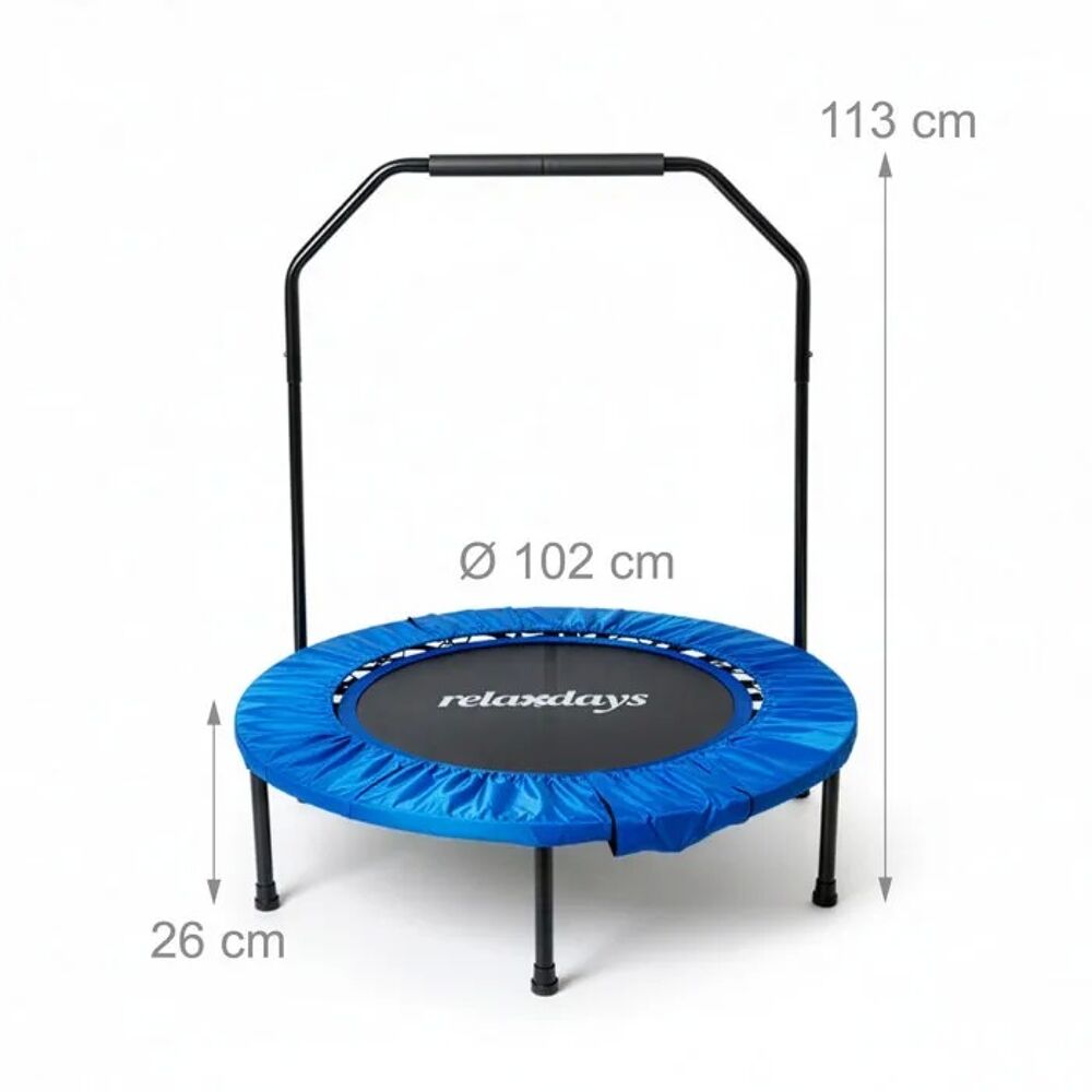 Trampoline avec barre de maintien bleu Sports