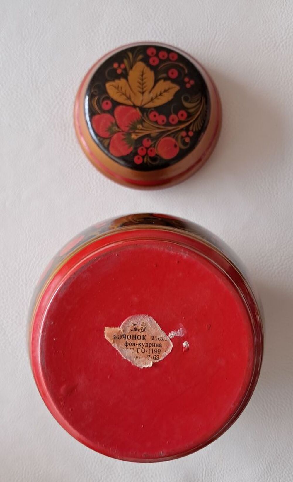 bonbonni&egrave;re pot &agrave; tabac gingembre th&eacute; en bois Khokhloma Décoration