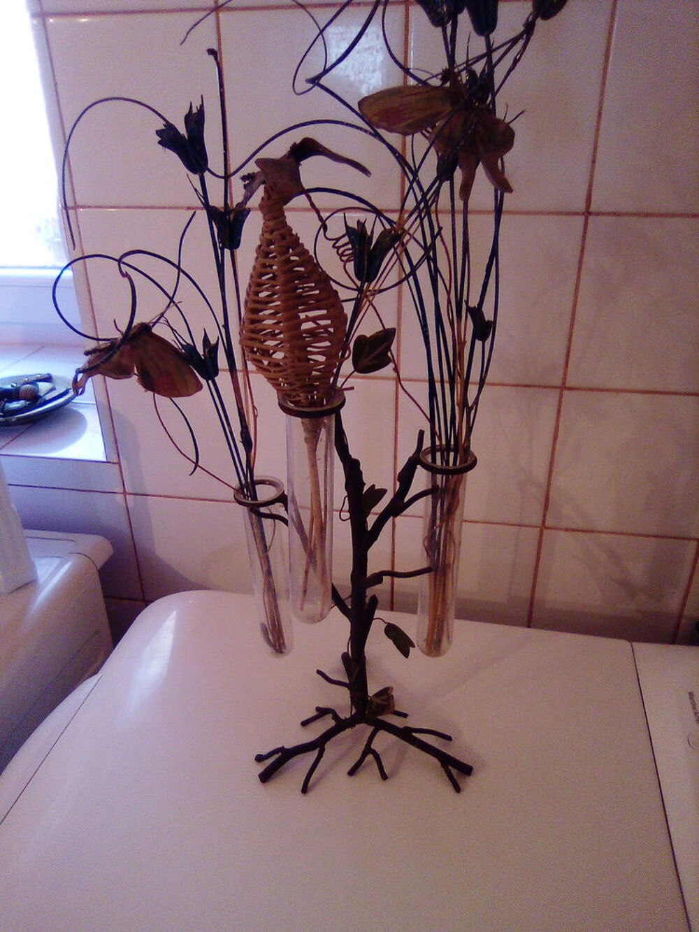 Vase triple sur fer forg&eacute; Décoration