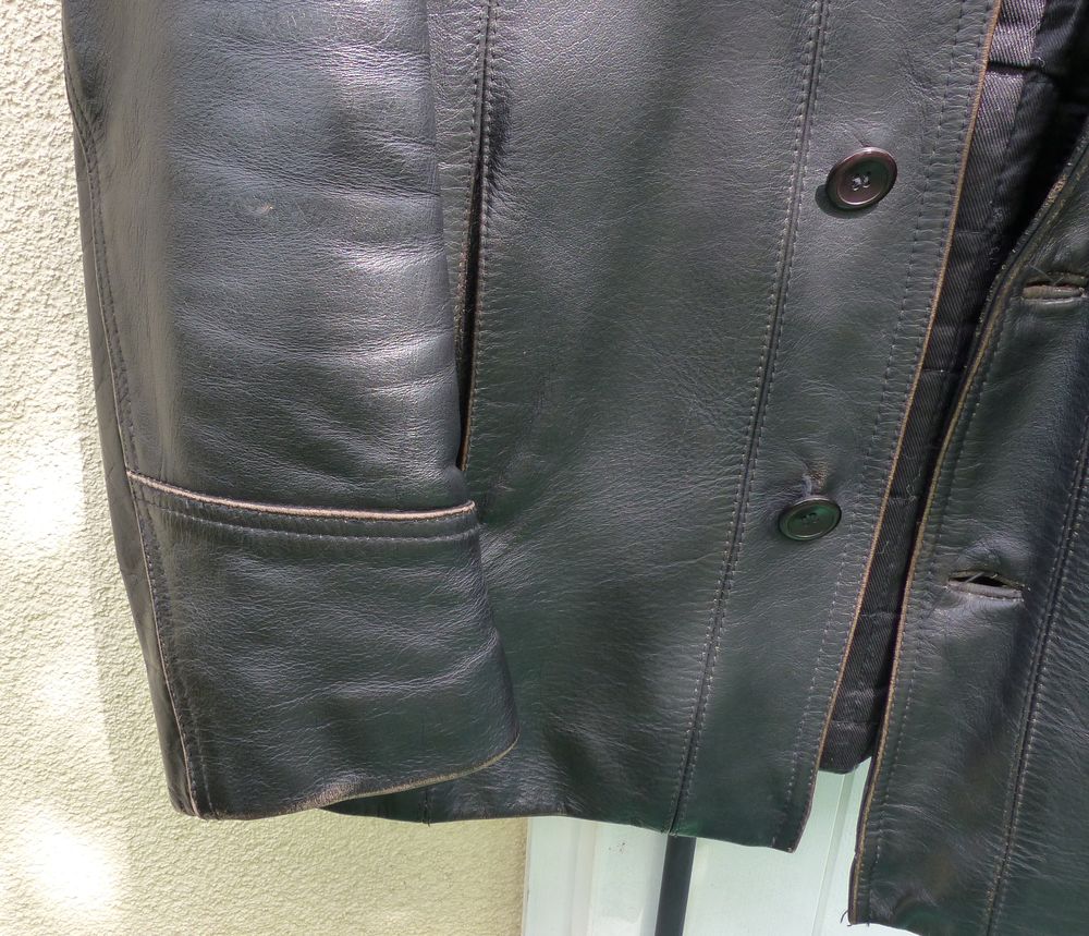 Veste en cuir noir de buffle Vêtements