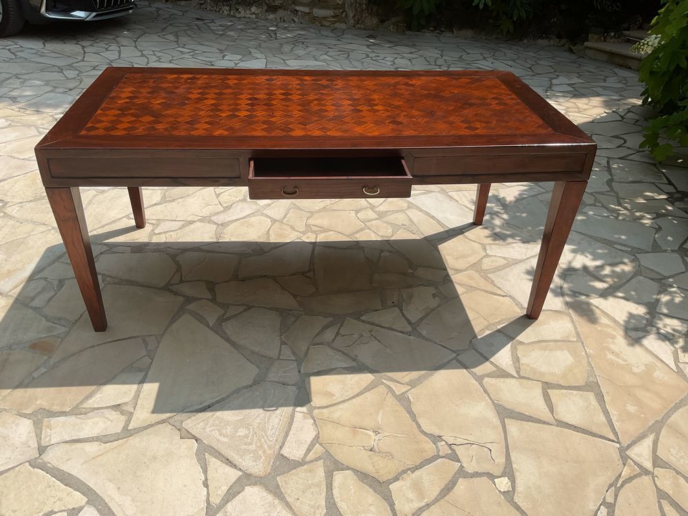 grand bureau bois massif et marqueterie exotique Meubles