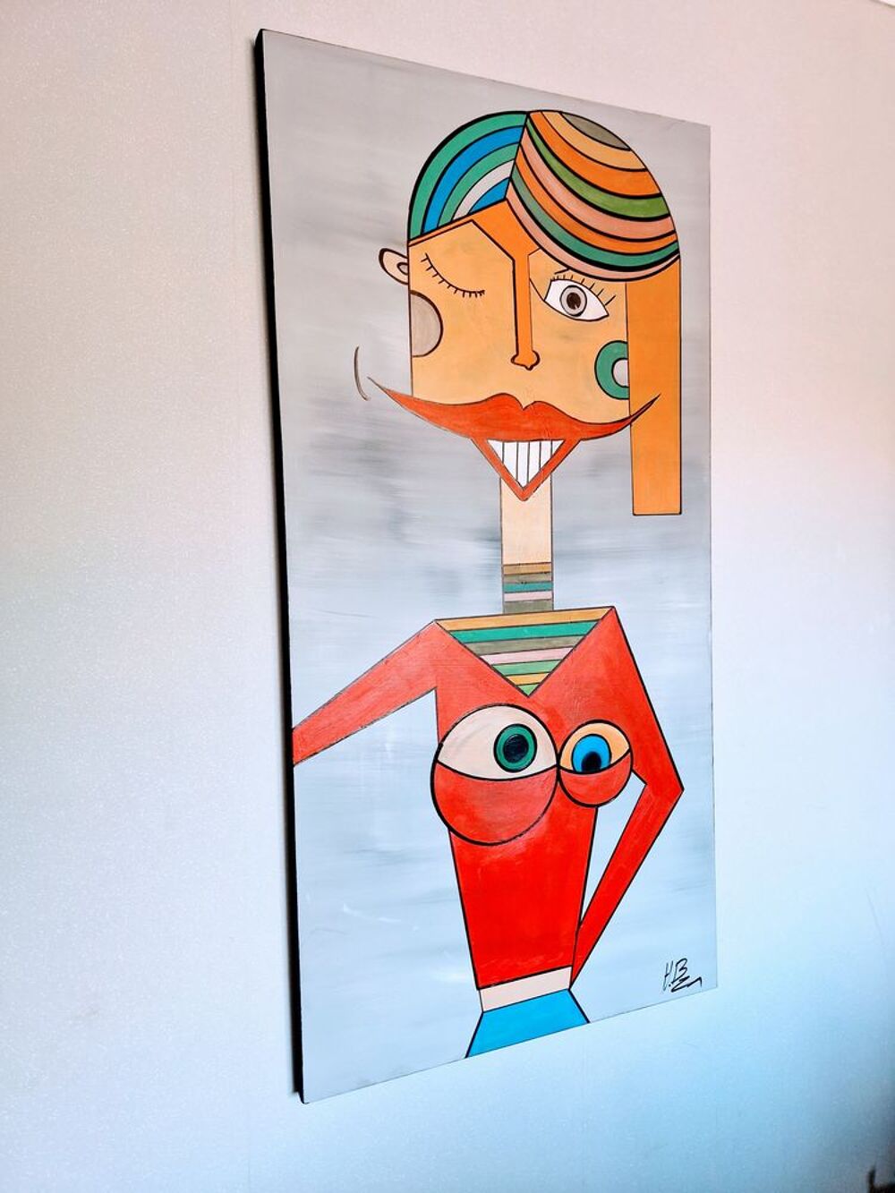 Tableau peinture acrylique Charming girl, fait a la main Décoration