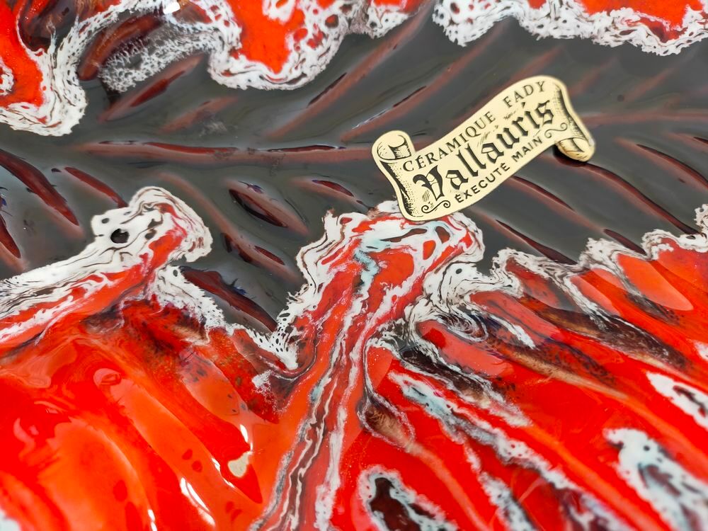 Tr&egrave;s grand plat en Forme de Feuille de banane Vallauris Fran Décoration