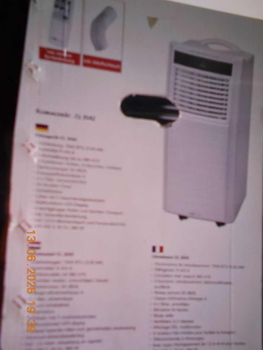 clim sur roullette &egrave;tat neuf Electroménager