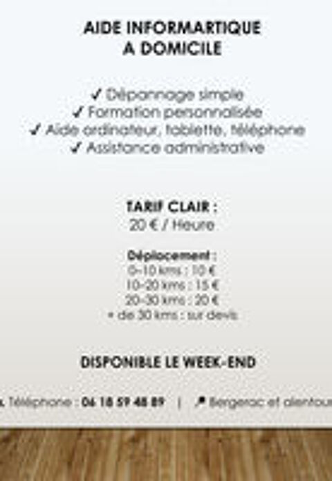   Je propose mes services et mon assistance informatique 