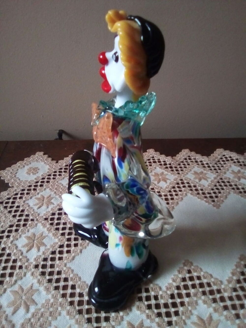 Clown &agrave; l'accord&eacute;on en Verre de Murano Multicolore Décoration