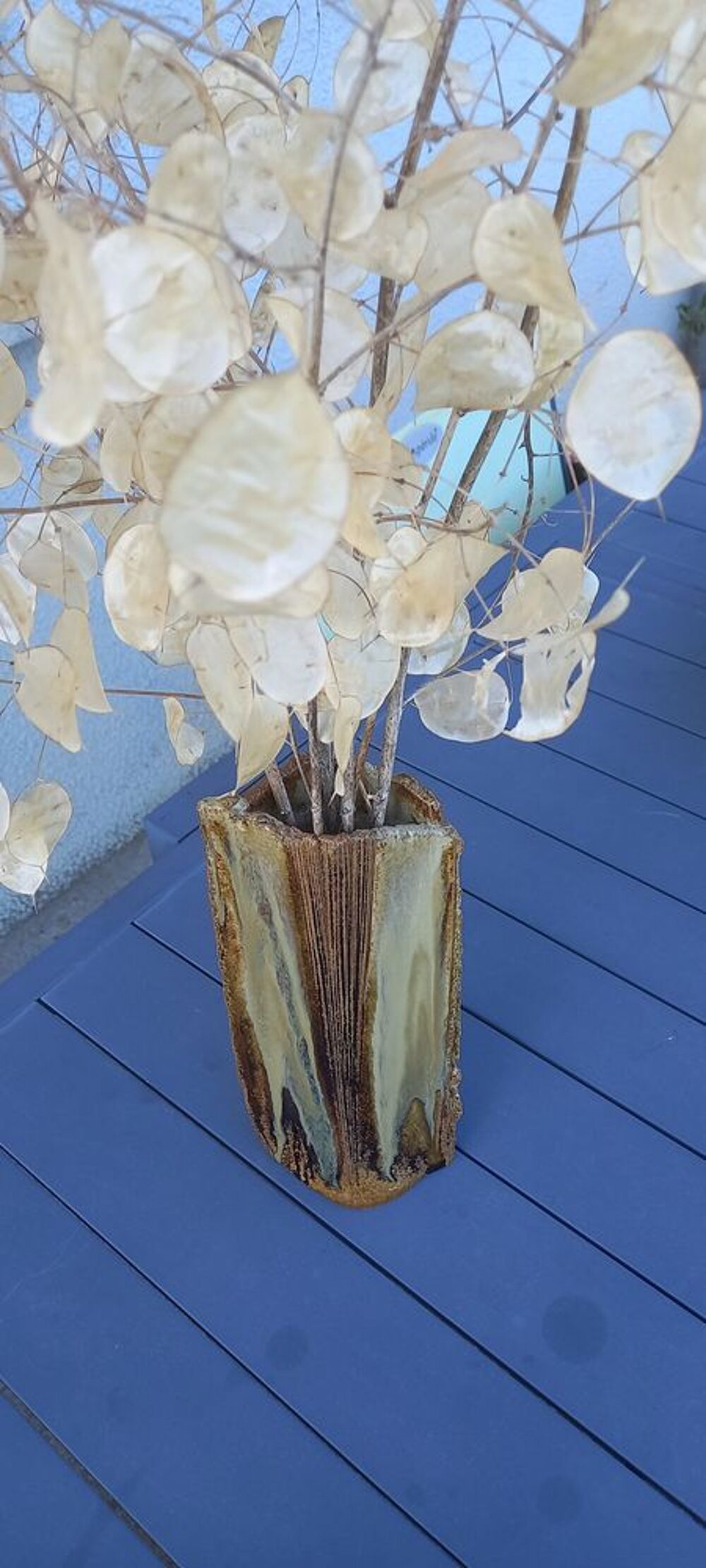 Vase en gr&egrave;s chamotte sign&eacute; ? Style &eacute;corce H25 Décoration