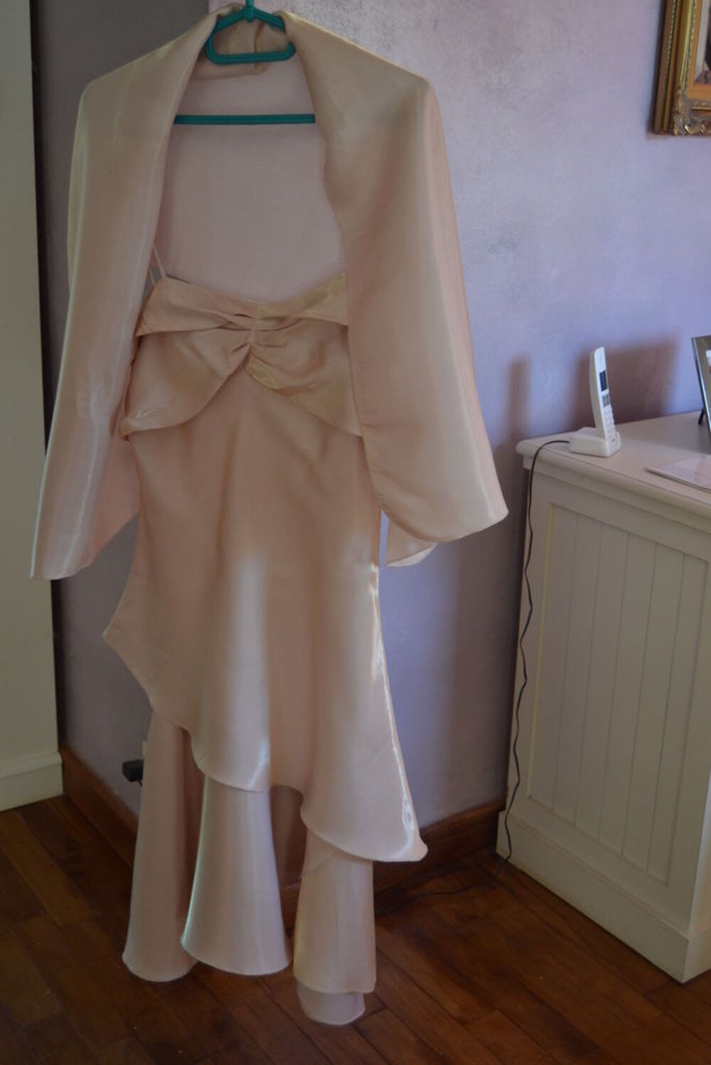 ROBE SAUMON CLAIR AVEC FOULARD Vêtements