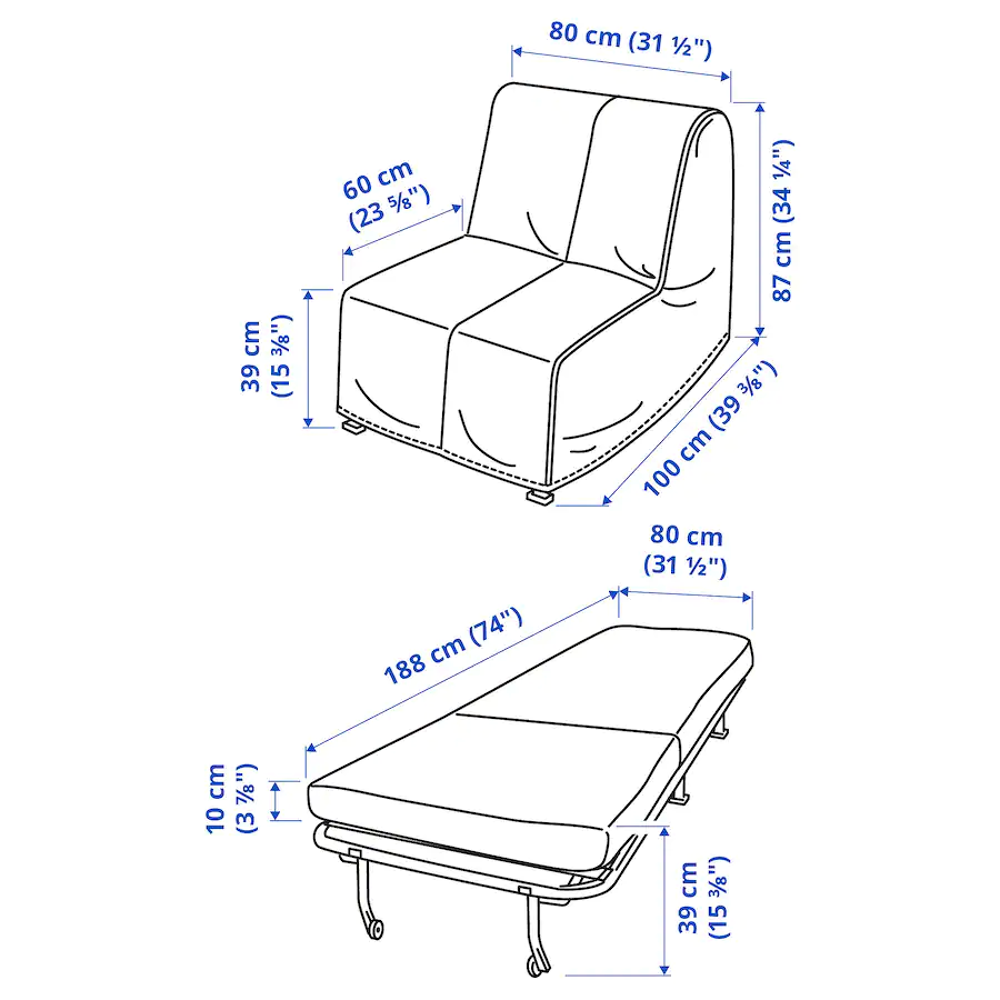 Ikea Chauffeuse convertible LYCKSELE L&Ouml;V&Aring;S/Canap&eacute;/Fauteuil c Meubles