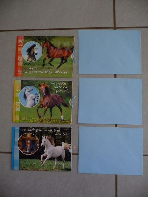 3 cartes d'anniversaire thème chevaux avec enveloppes Neuves 10 Celles-sur-Belle (79)