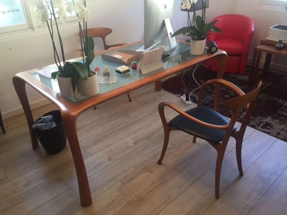PIECE RARE - COLLECTOR - Table design en bois et verre Meubles