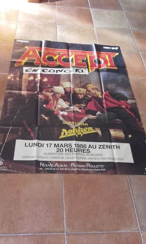 Accept / Dokken : Affiche Originale Concert Paris 1986 150 Angers (49)