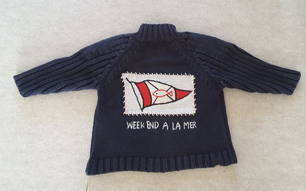 Gilet bleu marine - Week-end &agrave; la mer - 6 mois Vêtements enfants
