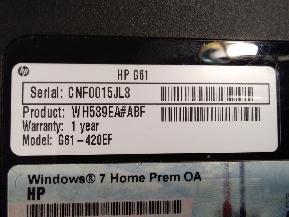 PC Portable HP G61 Note Book Matériel informatique