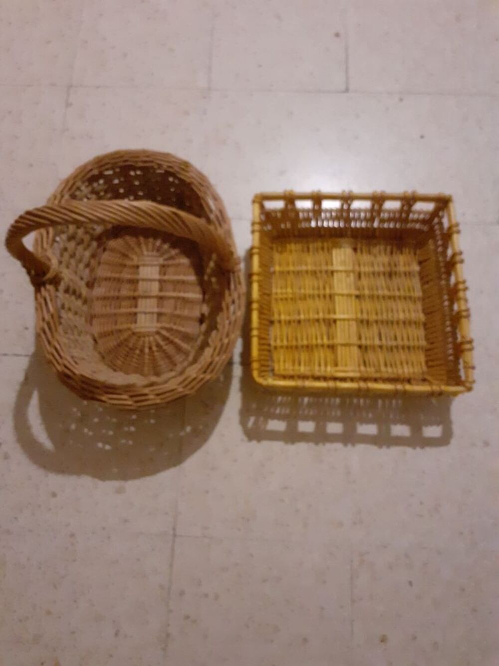 Pagnier en osier et cordage Dcoration