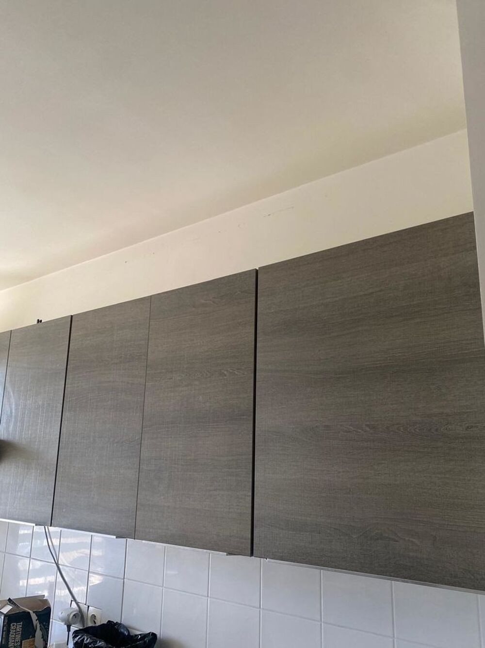 Lot meuble haut de cuisine effet bois gris marron Meubles