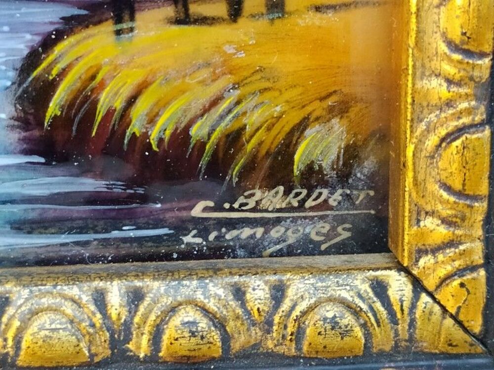 Petit Tableau Paysage d'Automne &Eacute;maux Bardet &agrave; Limoges Décoration