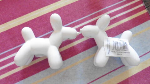Duo salière et poivrière chiens céramique blanc 8 Albi (81)