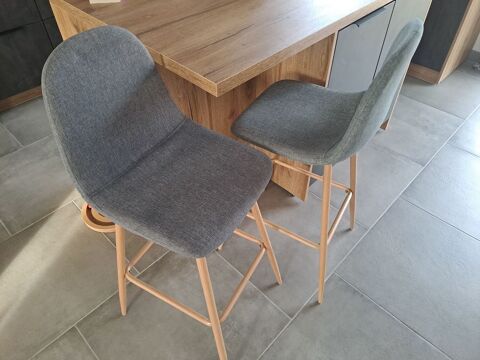 2 chaises de bar scandinave gris clair ? tr�s bon �tat 60 Su�vres (41)