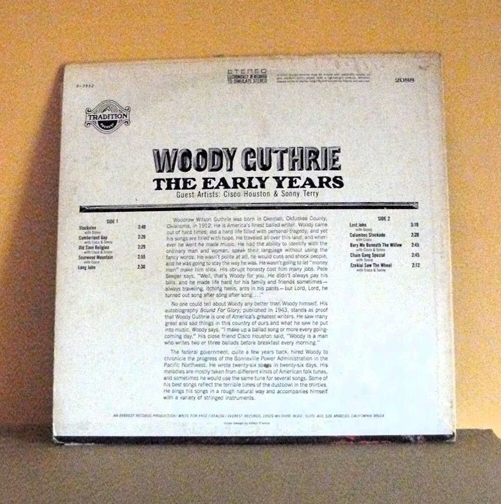 LP Woody Guthrie : The early years - Tradition Everest - US CD et vinyles