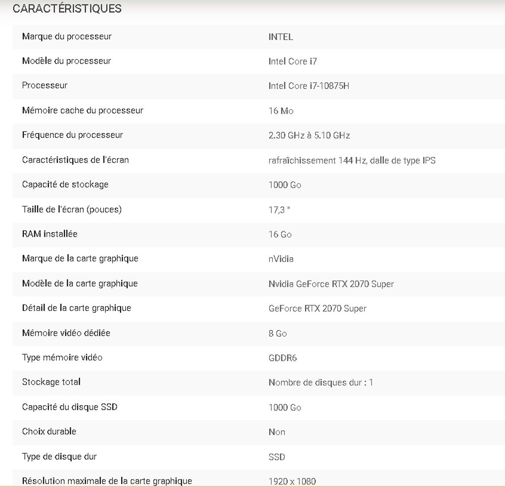 MSI LEOPARD GP75 RTX 2070 Matériel informatique